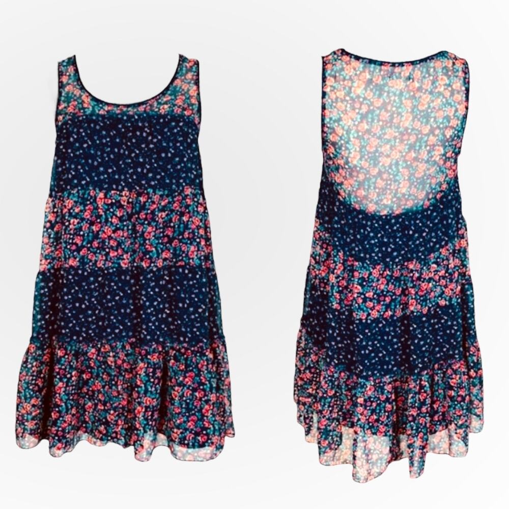 UO Kimchi Blue Boho Floral Patchwork Mini Dress Small Multi Color/Design